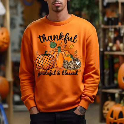 Thanksgiving Shirt, Thankful T-Shirt, Thankful Grateful Blessed Shirt, Leopard Pumpkin Print Tee, Love Fall Y'All Shirt, Fall Gift